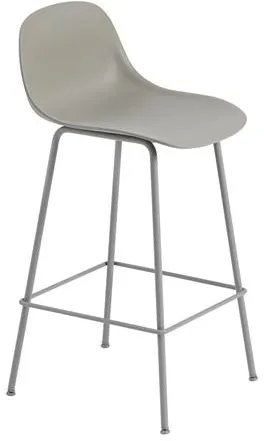Muuto Fiber Barstol med rörbas och ryggstöd Grå/Grå H87.5 cm