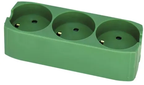 Gripo-grenuttag med 3 uttag och jordanslutning, Grön